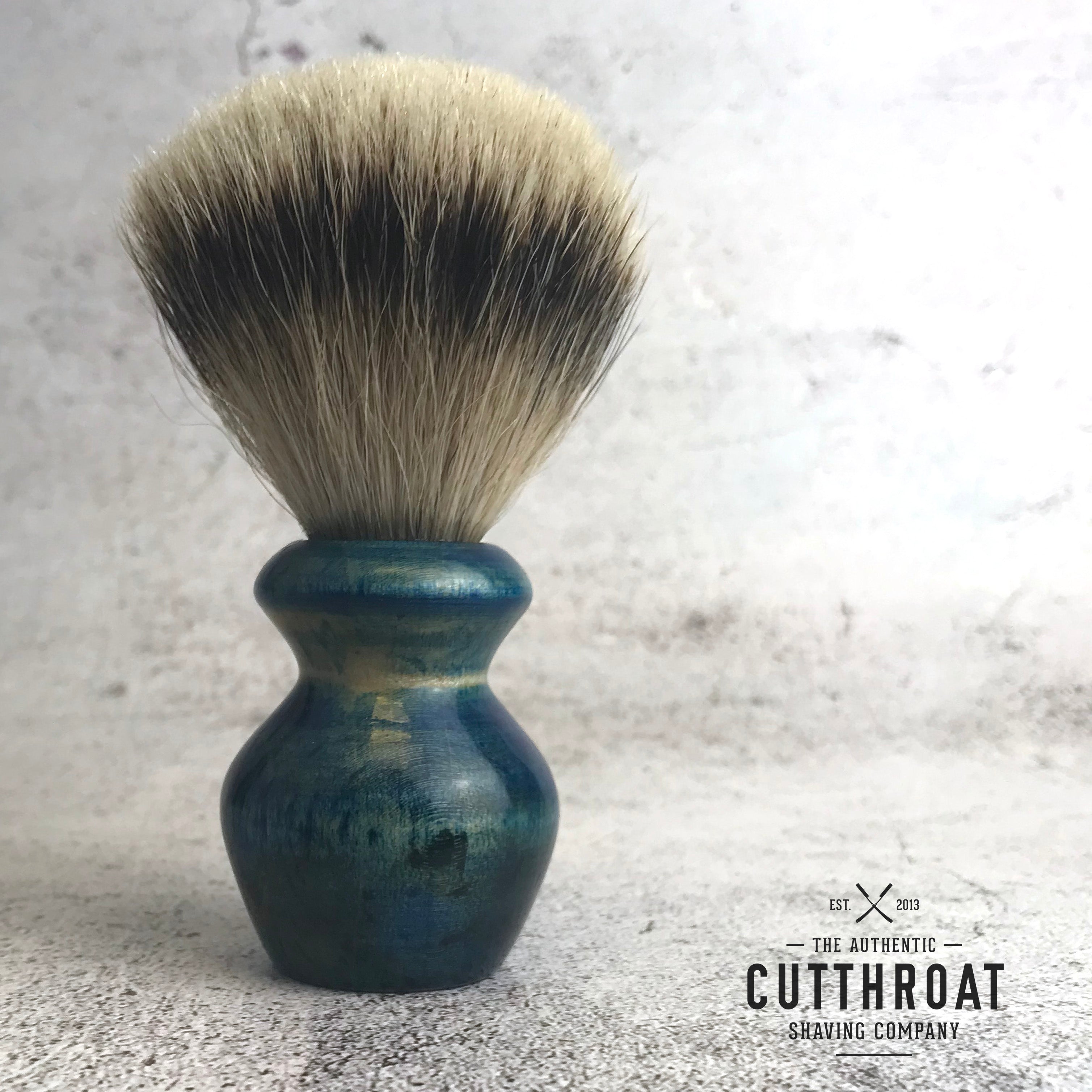CTSC Original Shave Brush- Silver Maple, Blue & Teal